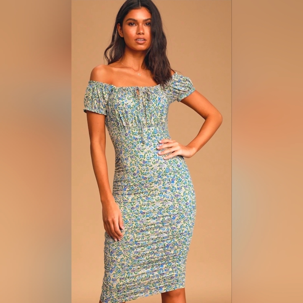 Floral Off-Shoulder Dress Lulus